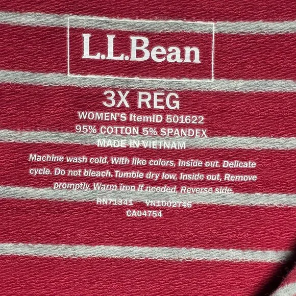 L.L. Bean Womens Red and Gray Striped Long Sleeve Pullover Size 3X Regular - Picture 4 of 11